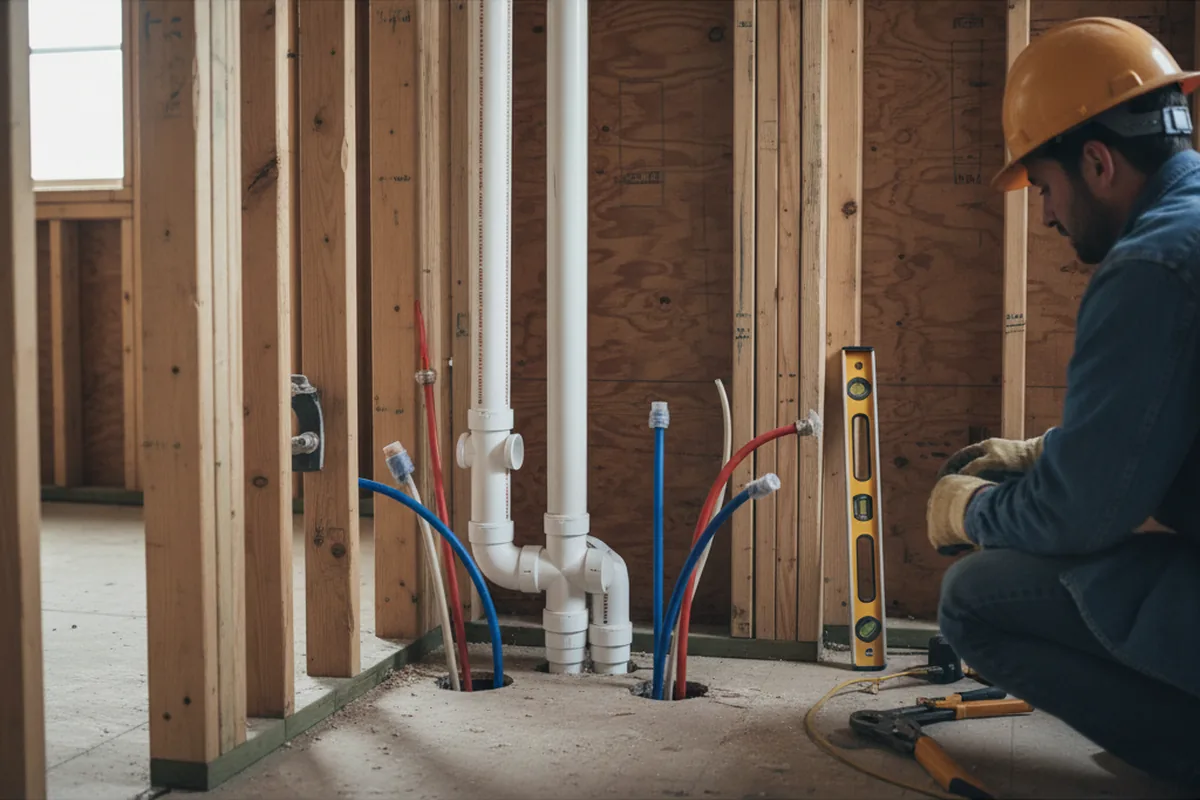Drain and supply rough-in during Garbage Disposal Repair in Denmark
